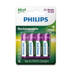 Pilha Philips AA R6B4RTU25/97 Recargable 1.2V - 4 Unidades