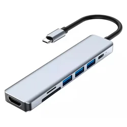 Adaptador Hub USB-C 7 en 1 - Gris