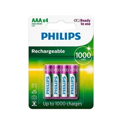 Pilha Philips AAA Recargable R03B4RTU10/97 1000 mAh - 4 Unidades