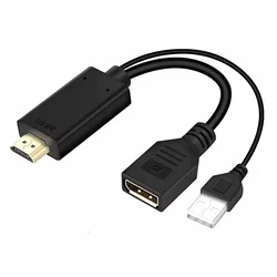 Cable Adaptador HDMI Macho para DisplayPort Hembra/USB 2.0 Macho - Negro