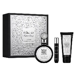 Kit Perfume Lattafa Fakhar Gift Set Eau de Parfum Masculino 100ml + Perfume Miniatura + Shower Gel 100ml