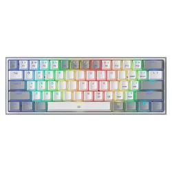 Teclado Gamer Redragon Fizz Rainbow K617 Switch Blue Layout 60% - Blanco y Gris