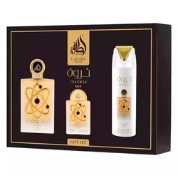 Kit Lattafa Tharwah Gold Gift Set Eau de Parfum Unisex - 3 Unidades