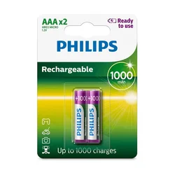 Pilha Philips AAA Recargable R03B2RTU10/97 1.2V - 2 Unidades