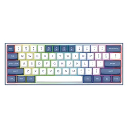 Teclado Gamer Redragon Alcor K717 Pro QMK RGB Layout 60% Inalámbrico - Blanco y Azul