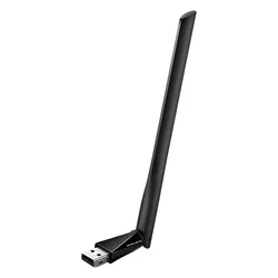 Adaptador WiFi Mercusys MU6H AC650 Dual Band USB 433Mbps Antena - Negro