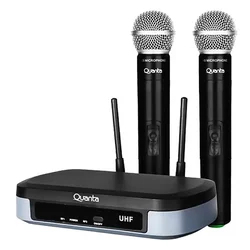 Micrófono Dinámico Quanta QTMWU104 Wireless - Negro (2 Unidades)