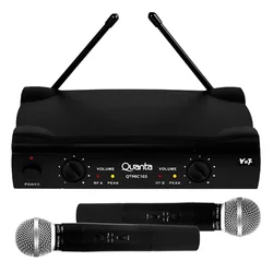 Micrófono Dinámico Quanta QTMIC103 Inalámbrico Bivolt - Negro