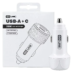 Cargador Para Auto Goline GL-CAR20CA-W 20W Dual Port USBA + TypeC - Blanco