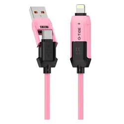 Cable G-Tide Vida Colorida PC155-3 USB/USB-C/Lightning 1.5 Metros - Rosa