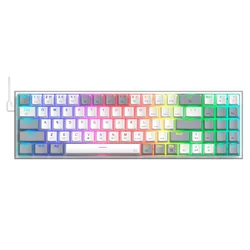 Teclado Gamer Redragon K628WG-RGB Pollux RGB USB - Blanco Gris