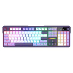 Teclado Gamer Redragon Terraflare Pro K762WP RGB Inalámbrico - Blanco y Violeta