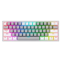 Teclado Gamer Redragon Fizz K617 RGB Switch Red Layout 60% - Gris y Blanco
