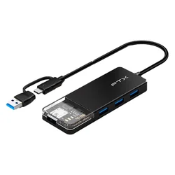 Adaptador Hub FTX HUBT3-PB 4 en 1 - Negro
